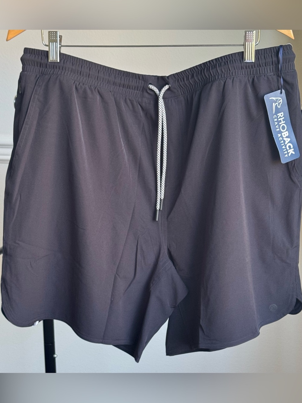 Rhoback Men's Gym Shorts with Adjustable Waist Lined Black XXL NWT
